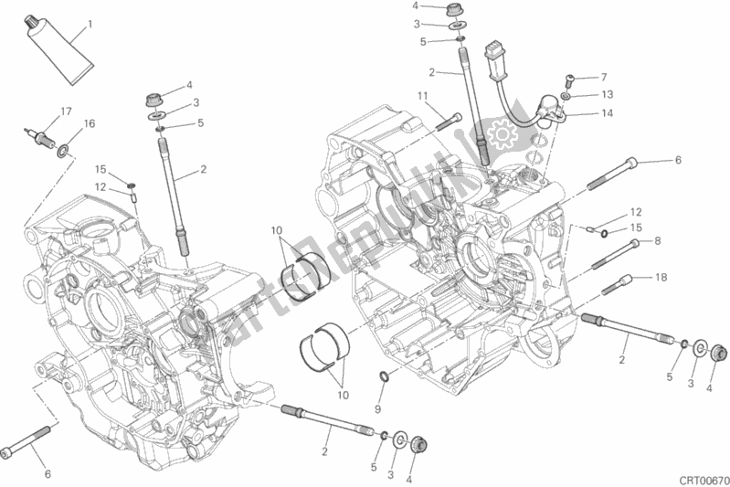 All parts for the 10a - Half-crankcases Pair of the Ducati Monster 821 USA 2015